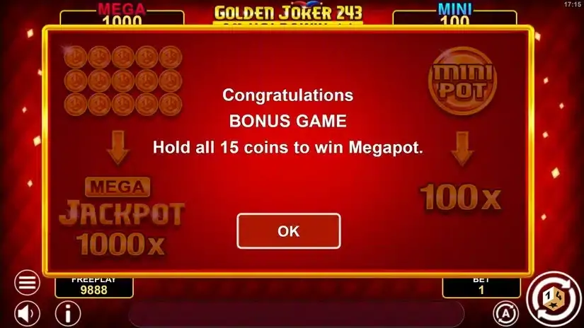 Golden Joker 243 Hold And Win slot screenshot 4