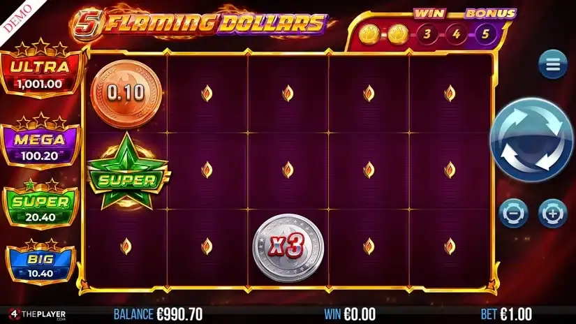 5 Flaming Dollars slot screenshot 