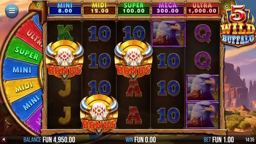 5 Wild Buffalo slot screenshot 2