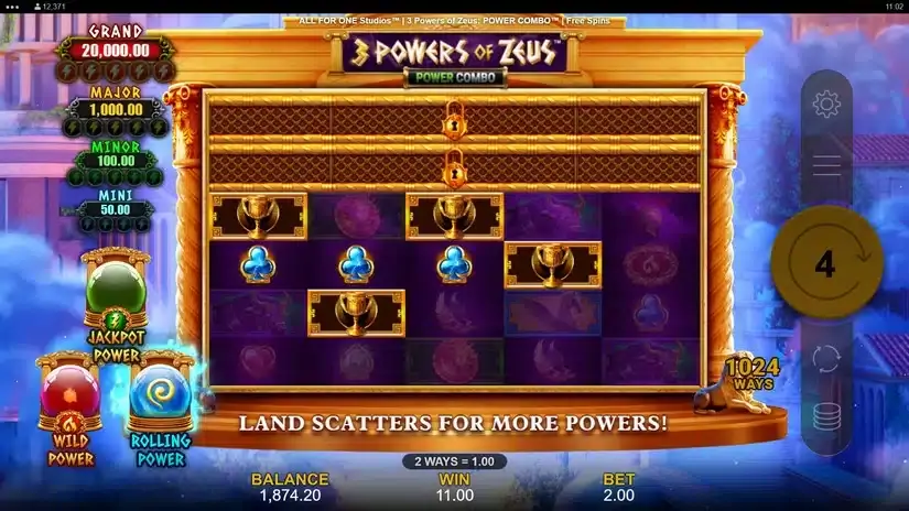 3 Powers of Zeus POWER COMBO slot screenshot 