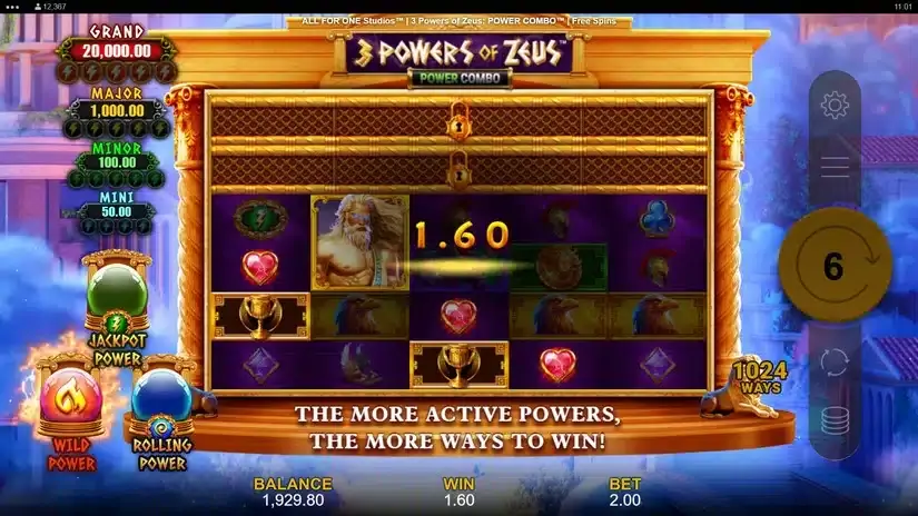 3 Powers of Zeus POWER COMBO slot screenshot 3