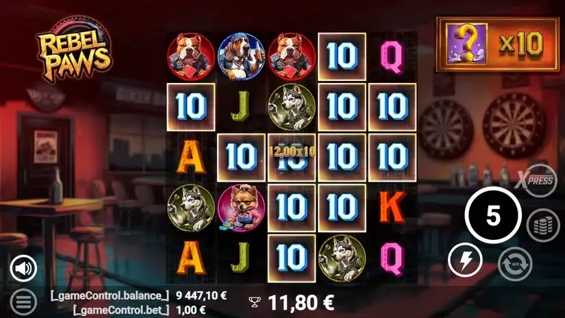 Rebel Paws slot screenshot 