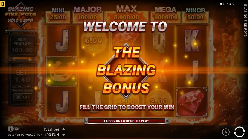 Blazing Fire Pots Hold & Spin slot screenshot 3