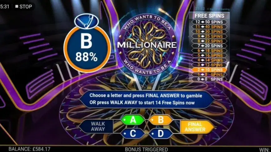 Who Wants To Be A Millionaire Megaways slot screenshot 2