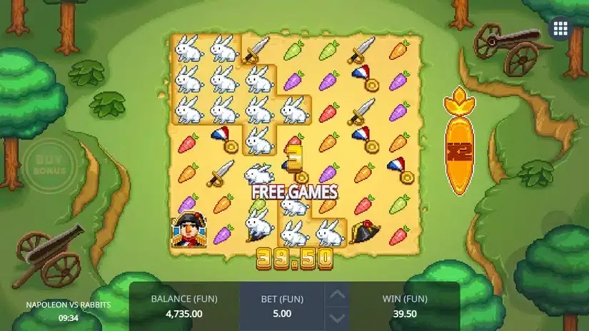Napoleon vs Rabbits slot screenshot 4