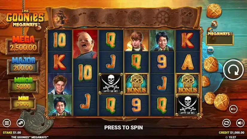 The Goonies Megaways slot screenshot 