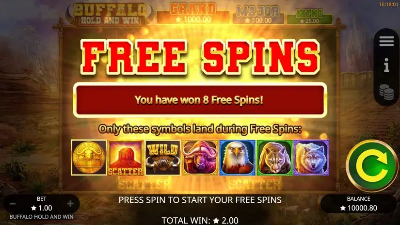 Buffalo Hold and Win slot screenshot 3