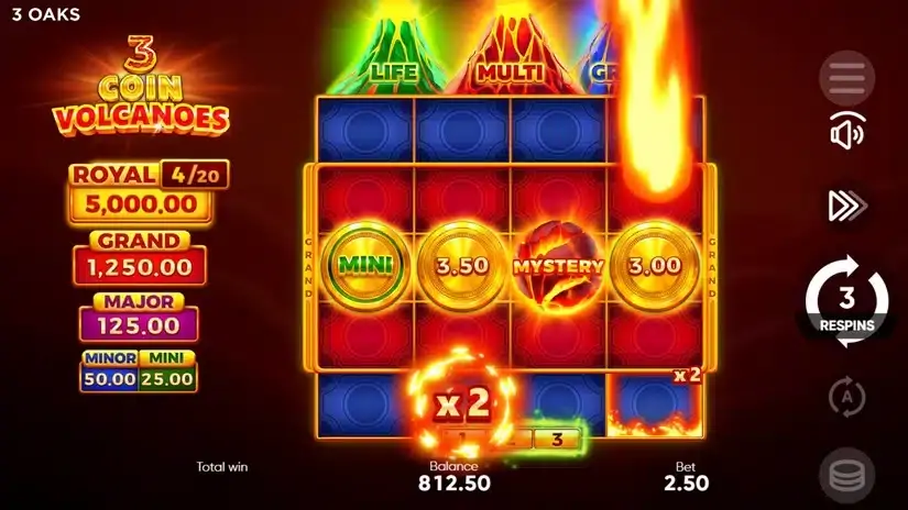 3 Coin Volcanoes slot screenshot 3