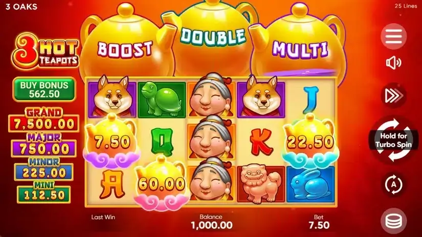 3 Hot Teapots slot screenshot 