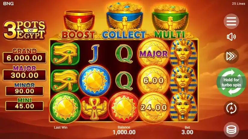 3 Pots of Egypt slot screenshot 