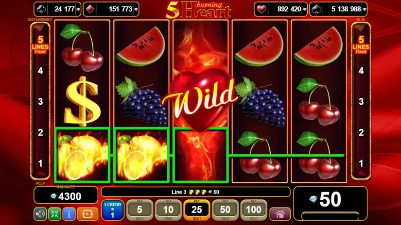 5 Burning Heart slot screenshot 4