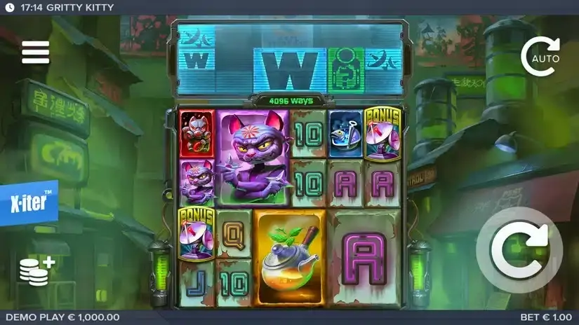 Gritty Kitty of Nitropolis slot screenshot 