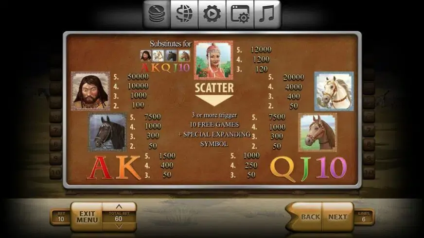 Mongol Treasures slot screenshot 