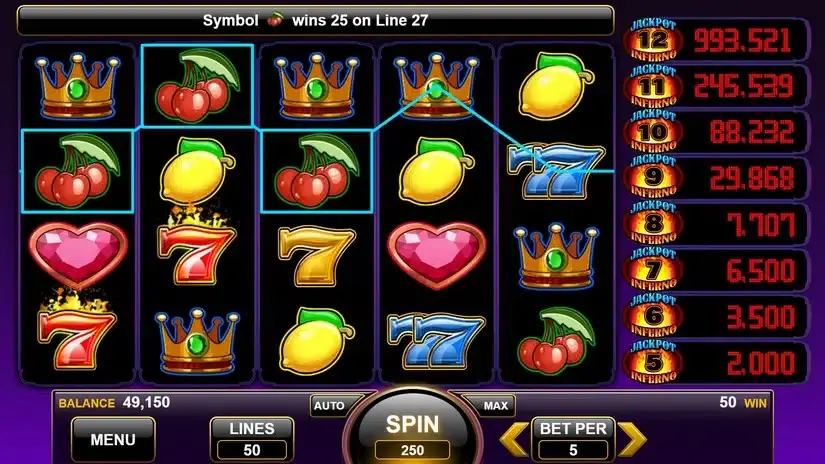 Jackpot Inferno slot screenshot 3