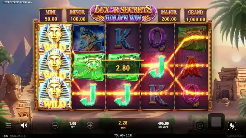 Luxor Secrets Hold’n Win slot screenshot 2