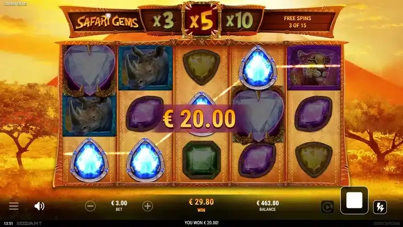 Safari Gems slot screenshot 6
