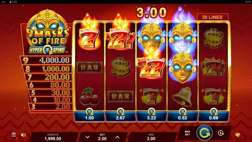 9 Masks of Fire HyperSpins slot screenshot 2