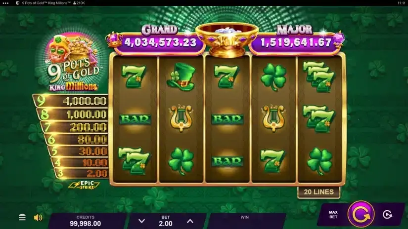 9 Pots of Gold King Millions slot screenshot 