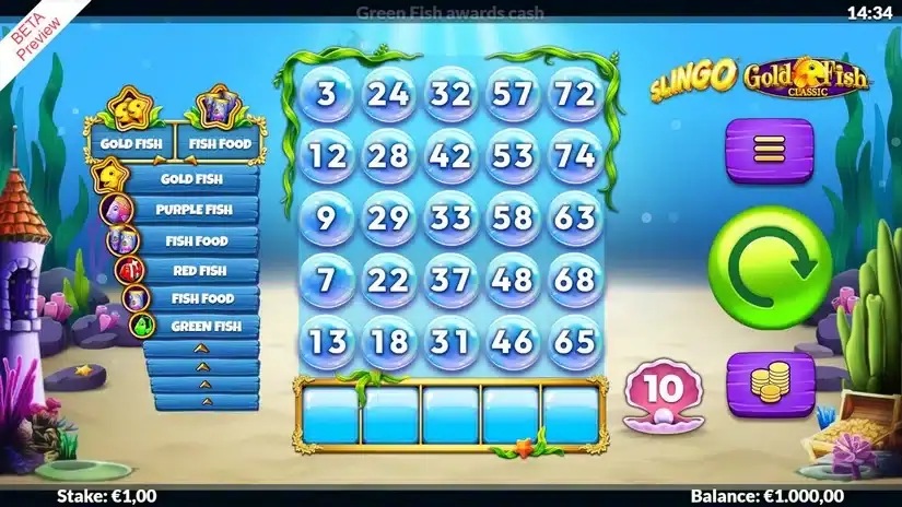Slingo Gold Fish slot screenshot 1