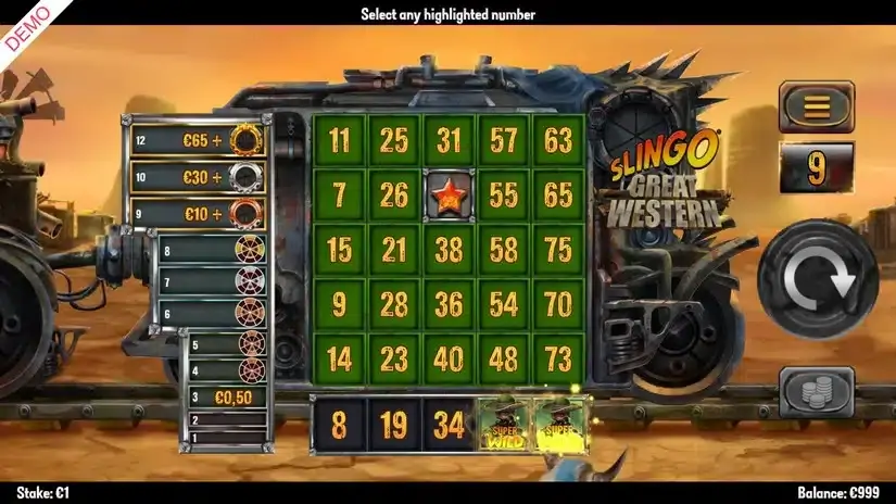 Slingo Great Western slot screenshot 2