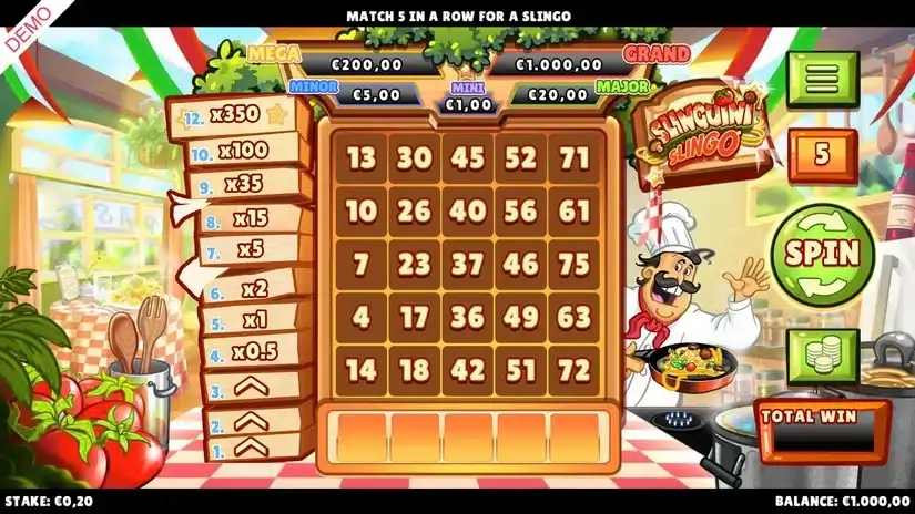 Slinguini Slingo slot screenshot 1