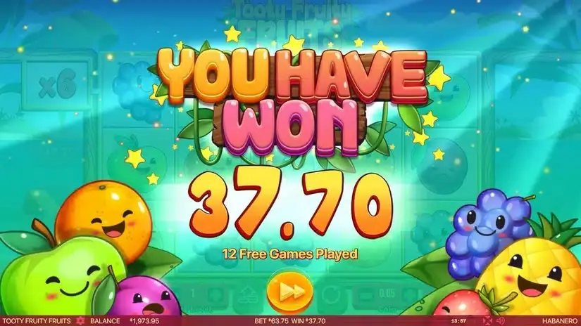 Tooty Fruity Fruits slot screenshot 