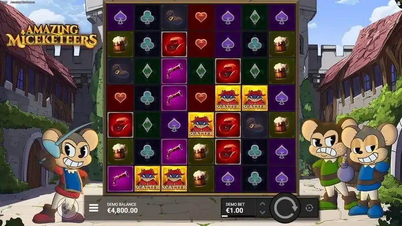 Amazing Miceketeers slot screenshot 2