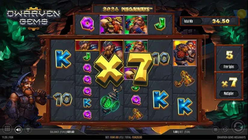 Dwarven Gems Megaways slot screenshot 5