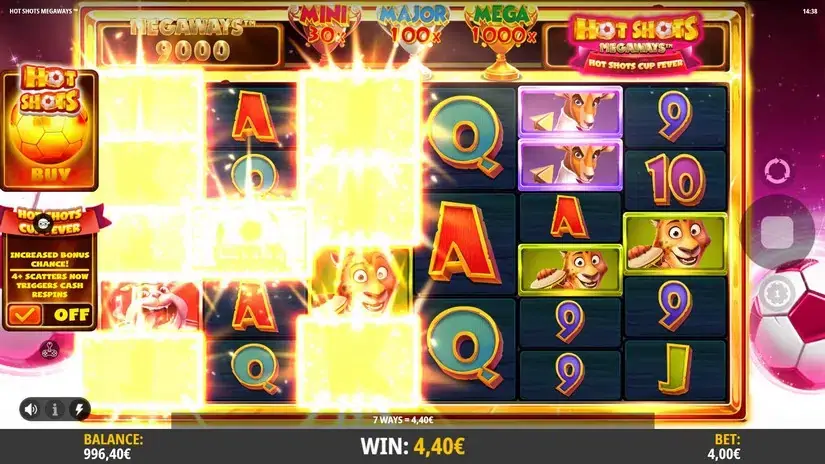 Hot Shots Megaways slot screenshot 2