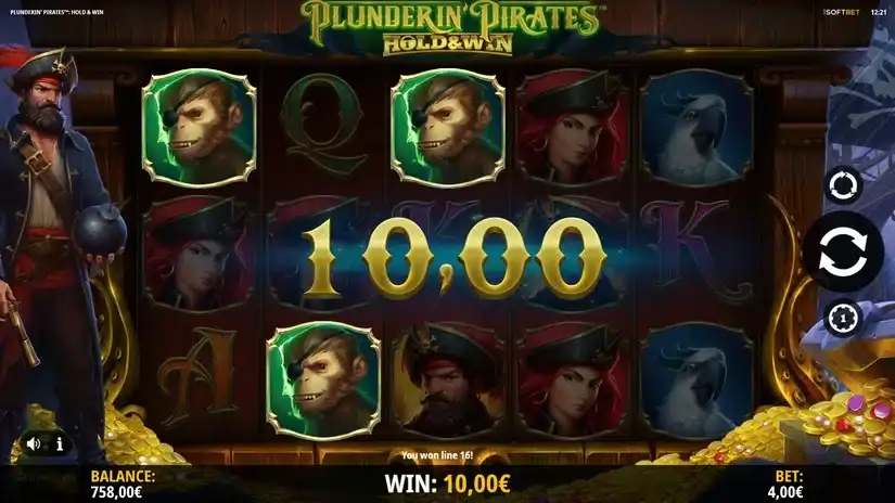 Plunderin Pirates Hold and Win slot screenshot 4