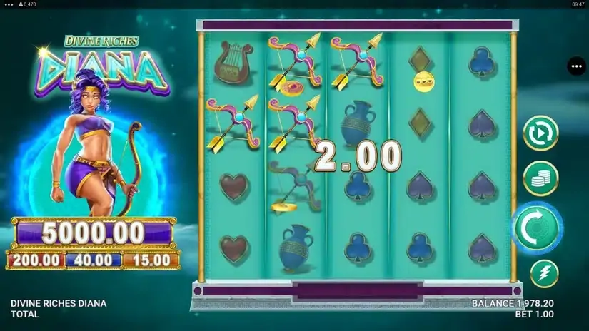 Divine Riches Diana slot screenshot 2