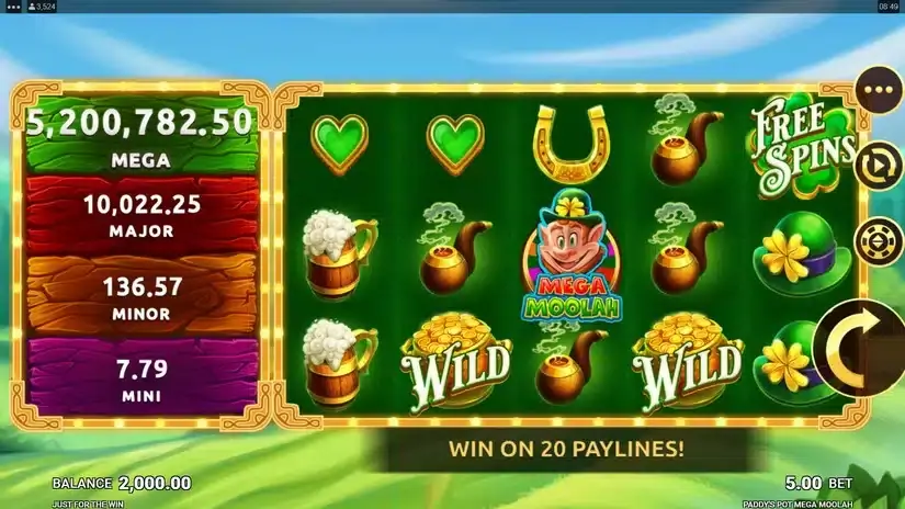 Paddy’s Pot Mega Moolah slot screenshot 1