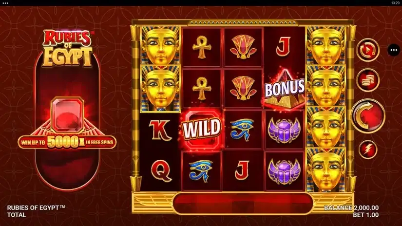 Rubies of Egypt slot screenshot 