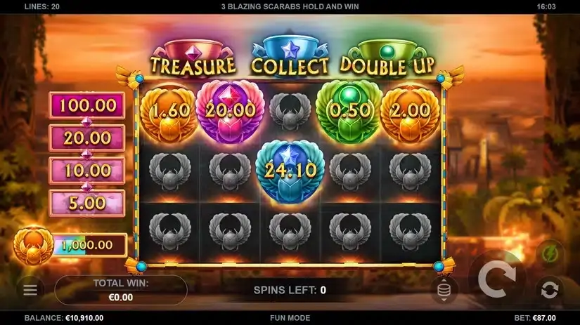3 Blazing Scarabs Hold and Win slot screenshot 3