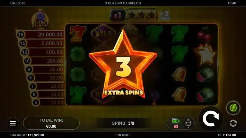 9 Blazing Cashpots slot screenshot 4