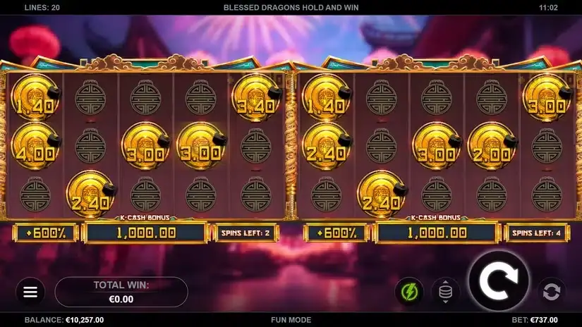 Blessed Dragons Hold and Win slot screenshot 2