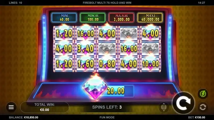 Firebolt Multi 7s Hold and Win slot screenshot 3