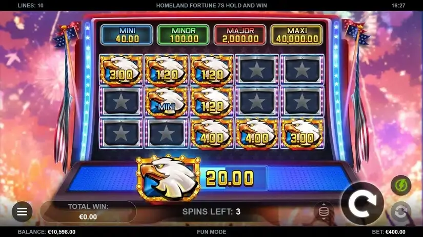 Homeland Fortune 7s Hold and Win slot screenshot 2