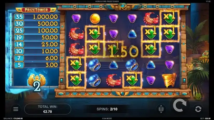 Horus Fire PrizeTower slot screenshot 3