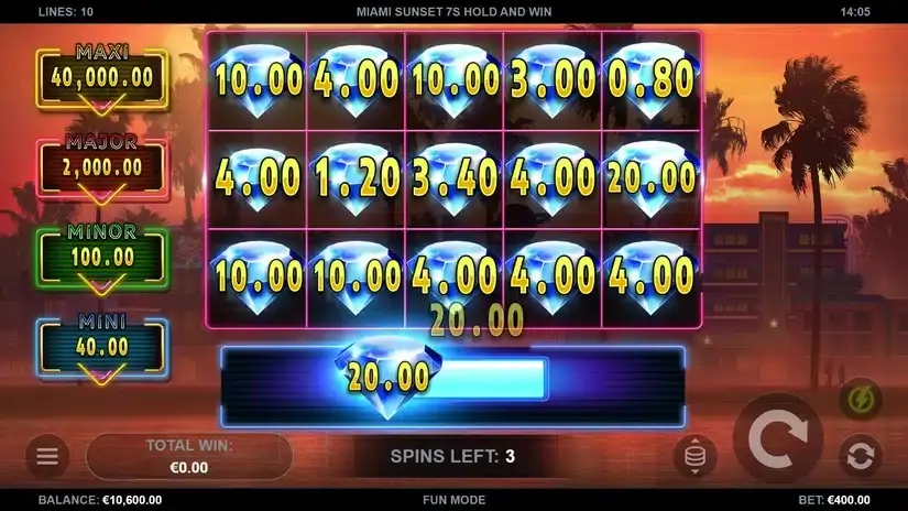 Miami Sunset 7s Hold and Win slot screenshot 