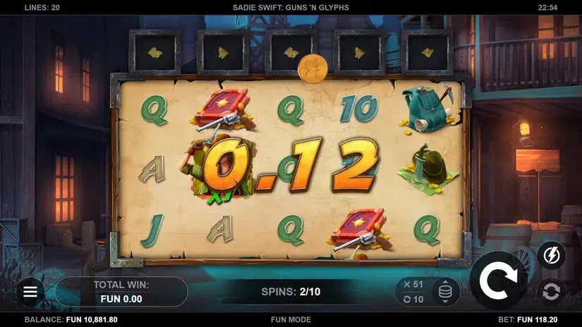 Sadie Swift: Guns’n Glyphs slot screenshot 3