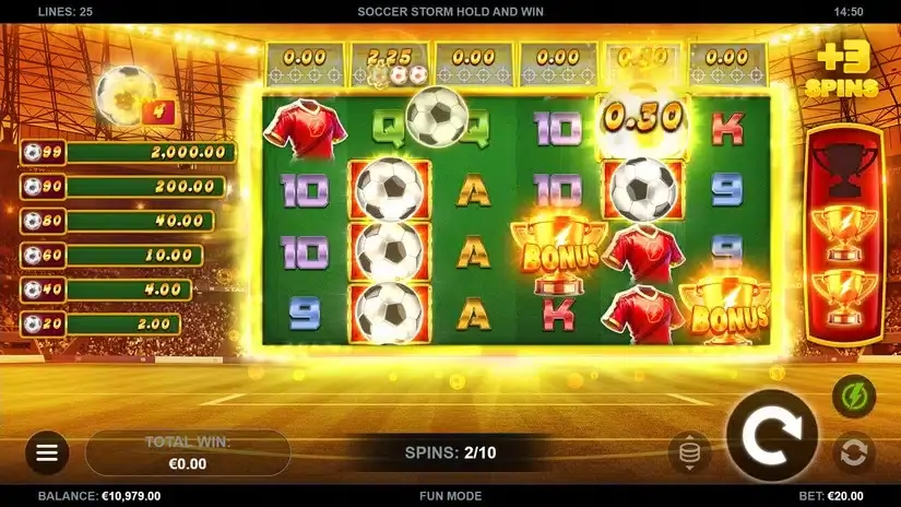 Soccer Storm Hold and Win slot screenshot 2