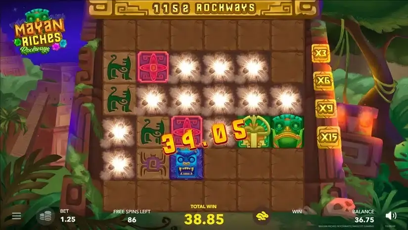 Mayan Riches Rockways slot screenshot 
