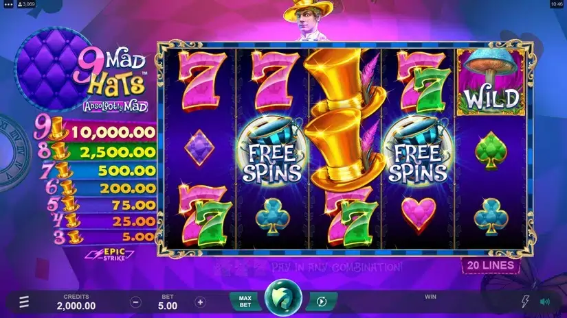 9 Mad Hats slot screenshot 