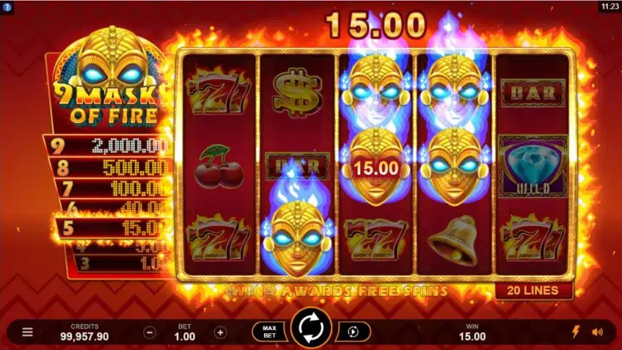 9 Masks of Fire slot screenshot 3