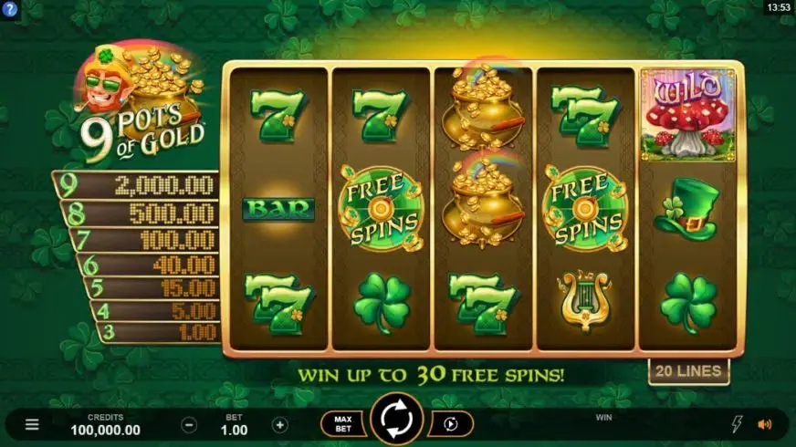 9 Pots of Gold slot screenshot 