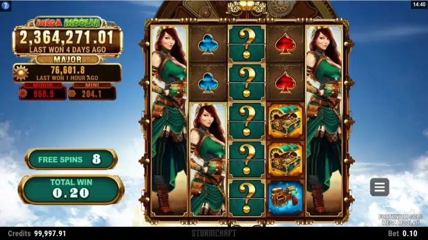 Fortunium Gold Mega Moolah slot screenshot 