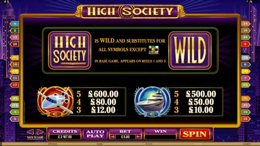 High Society slot screenshot 