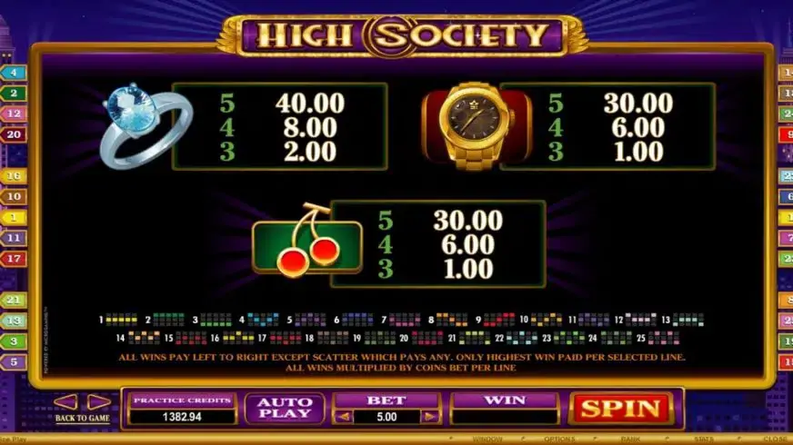 High Society slot screenshot 