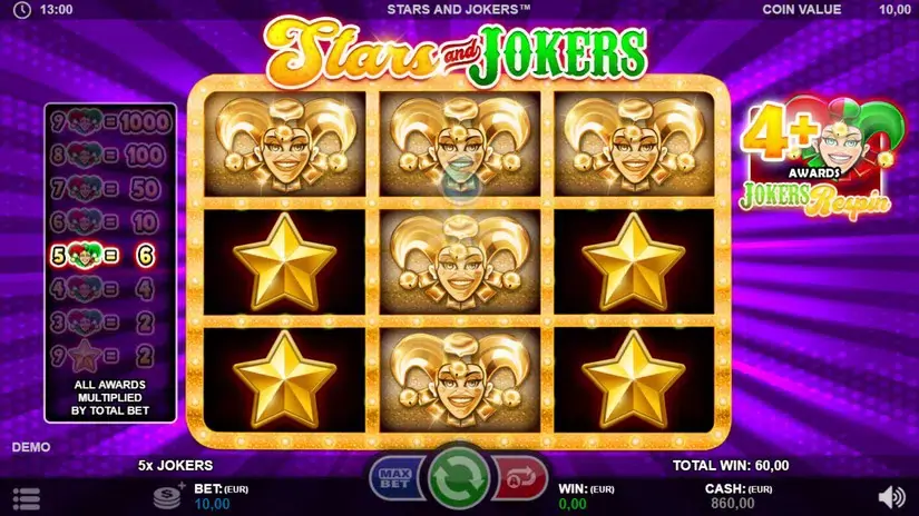 Stars and Jokers slot screenshot 